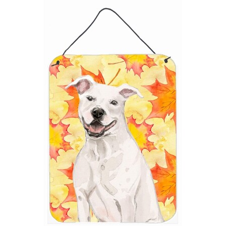 Carolines Treasures White Staffie Bull Terrier Fall Wall or Door Hanging Prints BB9501DS1216